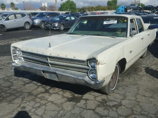 1967 White Plymouth Fury front left view