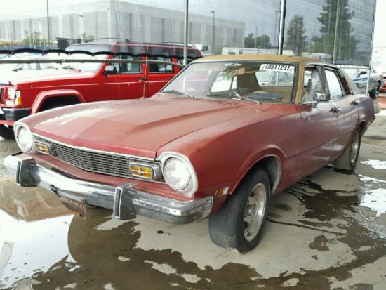 1973 Red Ford Maverick front left view