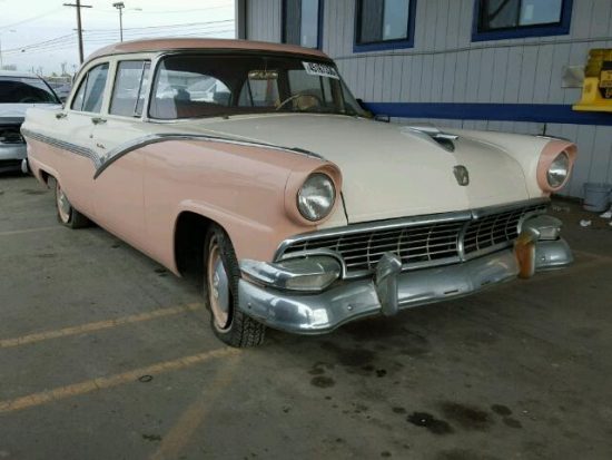 Outside front right side of car view - 1956 2 Tone Ford Fairlane donated to Kars For Kids