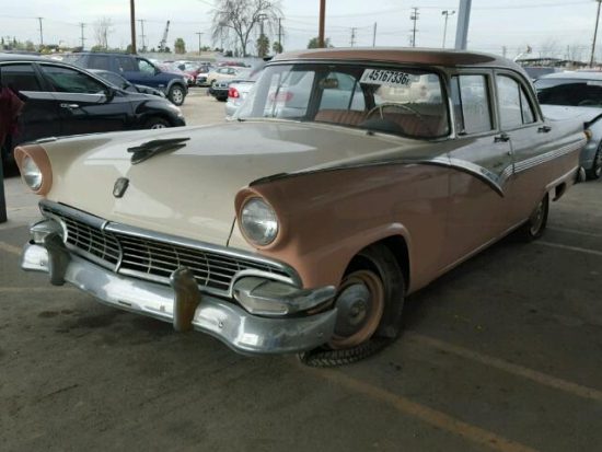 Outside front left side of car view - 1956 2 Tone Ford Fairlane donated to Kars For Kids