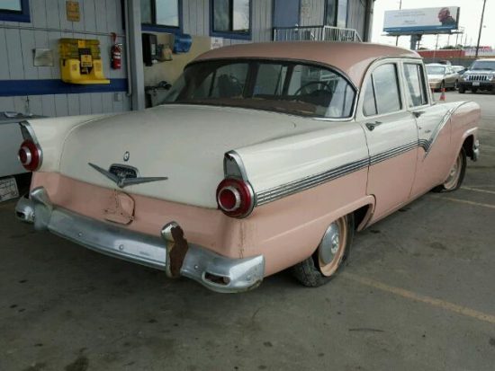 Outside back right side of car view - 1956 2 Tone Ford Fairlane donated to Kars For Kids