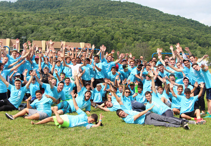 Lots of kids wearing Oorah T Shirts in camp