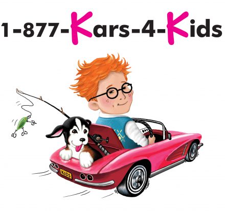 1 877 kars 4 kids branding photo of a ginger kid driving a car