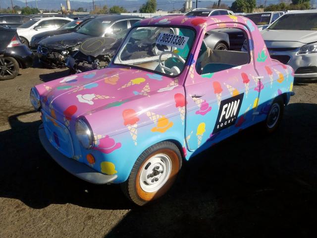 1957 Pink/Blue Vespa 400 (Custom Paint) front left view