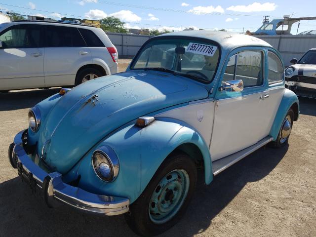 1968 Two-Tone Light Blue Volkswagen Beetle front left view