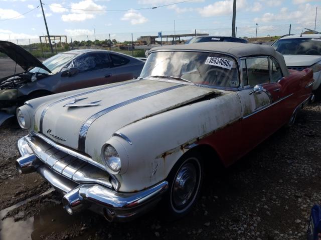 front left 1956 Two-Tone White and Red Pontiac Star Chief Convertible