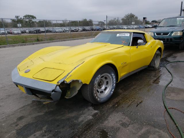1974 Bright Yellow Chevrolet Corvette Stingray front left view