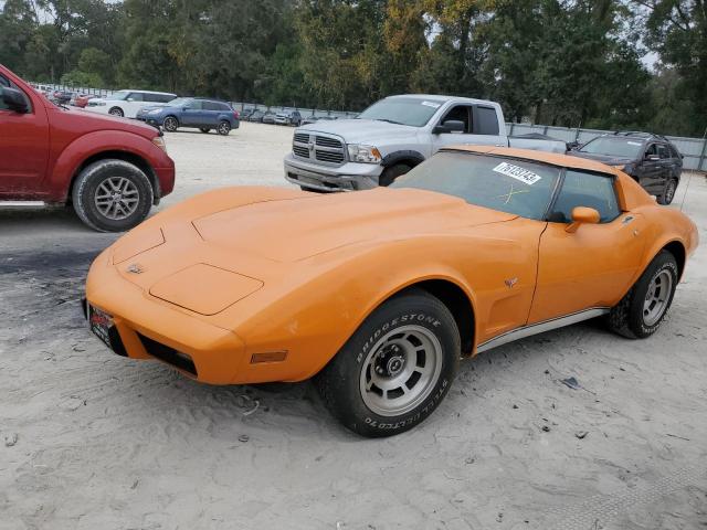 1977 Orange Chevrolet Corvette front left view